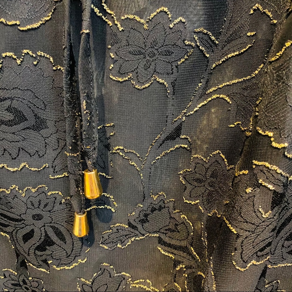 NWT Sheilay Shear Peasant Blouse Black & Gold - Picture 5 of 7